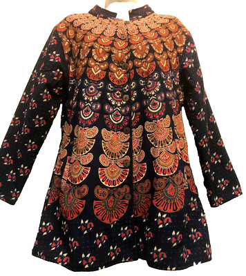 New SACRED THREADS mandala flannel lined button cotton JACKET TOP M Free shippin