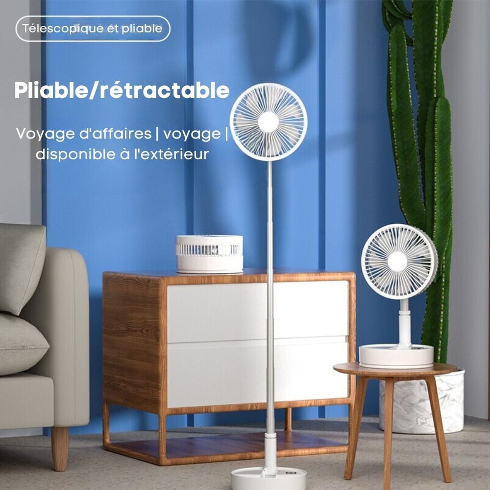 Ventilateur portable rétractable sans fil à 4 vitesses et oscillant