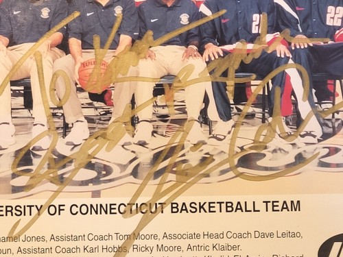 Signed 3x Champions 1998 Coach Jim Calhoun UCONN NCAA Basketball JSA COA Photo - Picture 2 of 6