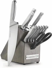 Used Calphalon 2017943 Stainless Steel 12 Piece Cutlery Block Set, Silver