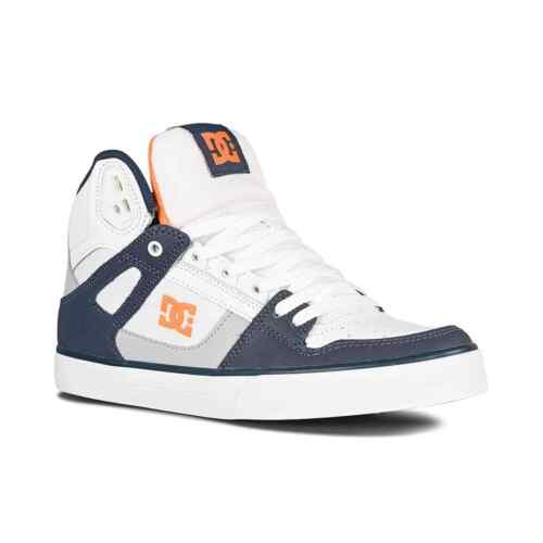 DC Pure High Top WC Skate Shoes - White/Grey/Orange - Picture 1 of 6