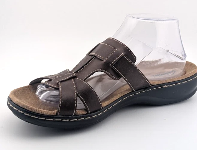 Sandalias Clarks Collection Ultimate Comfort para mujer talla 10M cuero marrón toboganes Foto 4 de 4