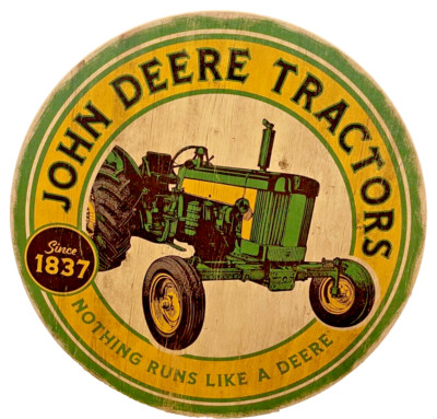 John Deere Wooden Wall Sign 17.5'' in diameter