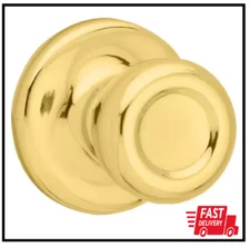 Mobile Home Polished Brass Hall/Closet Door Knob with Microban Antimicrobial Tec