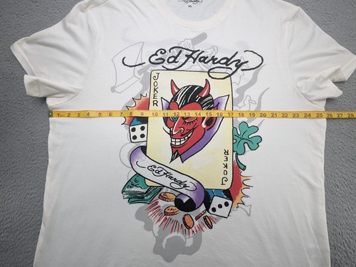 Ed Hardy T-Shirt Uomo XL Bianco Gioco Joker 🃏 SS Las Vegas - Foto 5 di 8