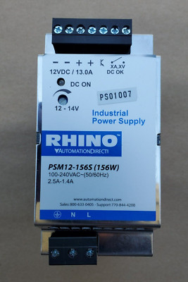 Rhino PSM12-156S Switching Power Supply 12-14VDC 13A 156W Industrial Tested Work