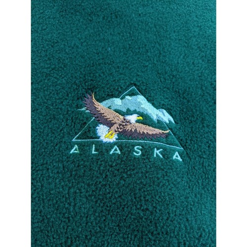 Vintage Alaska Polar Graphics Green Fleece Bald Eagle Full Zip Jacket Sz L - Picture 2 of 5