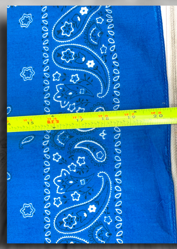 Vintage Blue Paisley Elephant Trunk Up 100% Cotton Bandana 13962 20” Bandanna - Picture 4 of 5