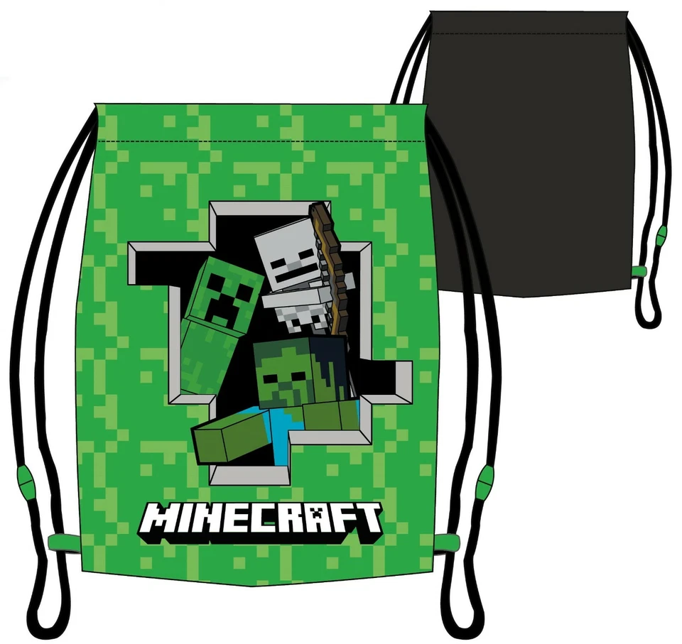 Minecraft Creeper SporttascheTurnbeutel Schuhbeutel in 4 Varianten 37 cm x 32 cm - Bild 2 von 4