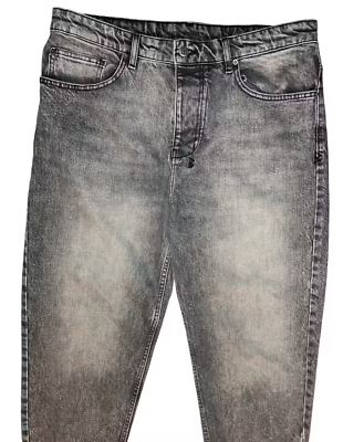 Ksubi BULLET LOOSE JEAN Denim Grey Stone Wash Faded 34x29 Button