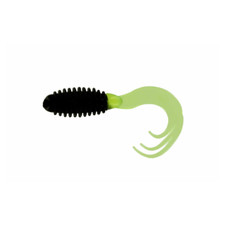 Big Bite Baits 2" Ring Triple Tip Grub RTTG210 Black/Chartreuse Tail 30ct