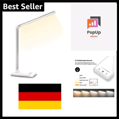 QM019 LED Desk Lamp, Dimmable Table Lamp, 5 Colours and 10 Brightness Levels,...