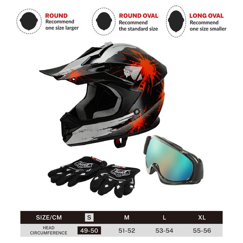 DOT Youth Kids Helmet Dirt Bike ATV Motocross Off-Road S/M/L/XL Goggles Gloves - Picture 60 of 67