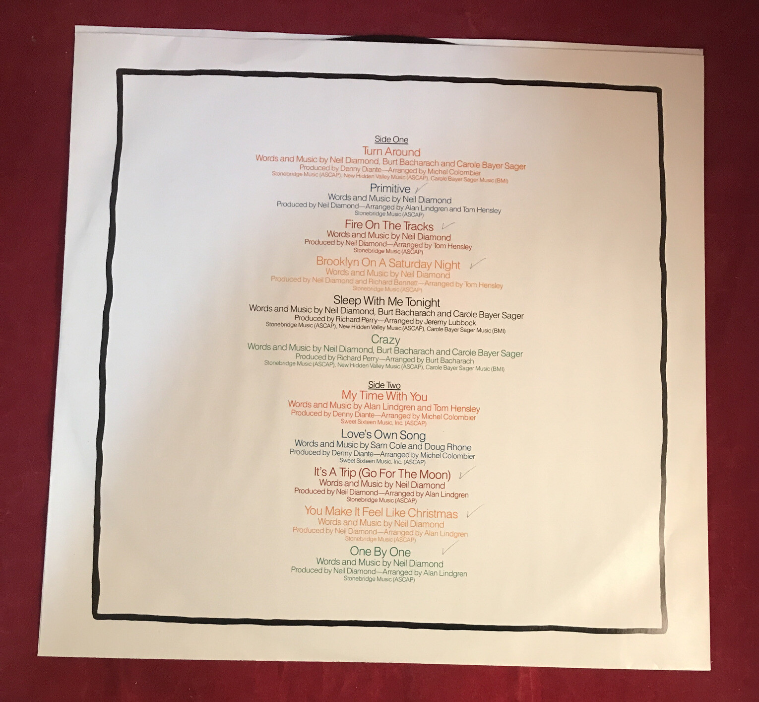 Neil Diamond PRIMATIVE-1984 Columbia 39199 Vinyl LP