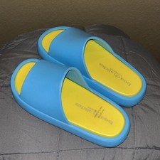 Squish beach slides by j/slides Turquoise and Yellow Sz 8 New