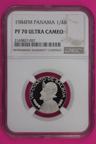 Top Pop 1984 Panama PF 70 Ultra Cameo Proof 1/4 Balboa NGC Certified Slab 834