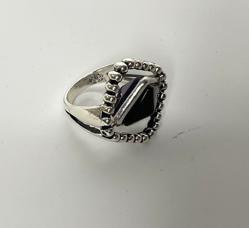 Premier Designs Cool Concept Black/Purple Stone Flip Ring Size 6 Silver ...