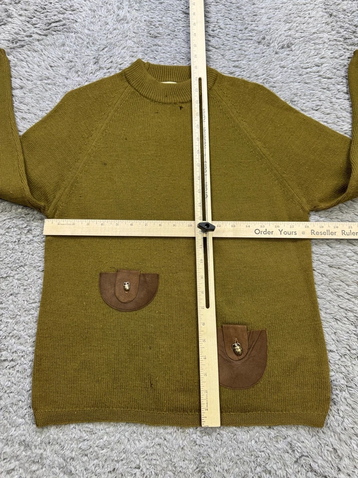 Suéter De Colección Lofties Lawrence Mujer M/Grande Verde Oliva Lana Gamuza Cuero Años 60 Foto 4 de 4