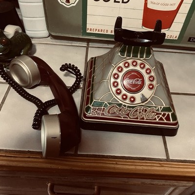 Coca-Cola Collectible Rotary Phone Stained Glass Style Red Green
