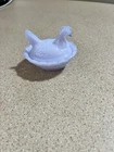 Vintage Boyd Glass Mini Hen on nest lavender ￼