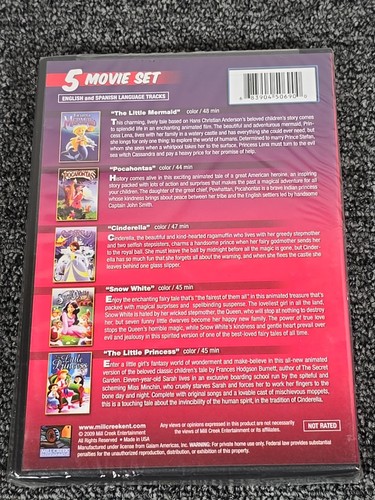 Princess Collection 5 Movie Set (DVD) Snow White, Pocahontas, Cinderella - Picture 2 of 2