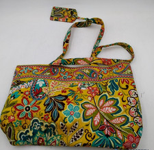 Vera Bradley Yellow Quilted Floral Cotton Tote Bag W/ ID Tag