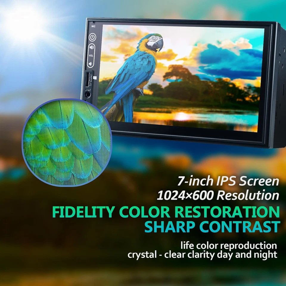 Double Din Car Stereo Compatible with Wireless Apple Carplay, Android Auto - 7"  - Image 4 of 4