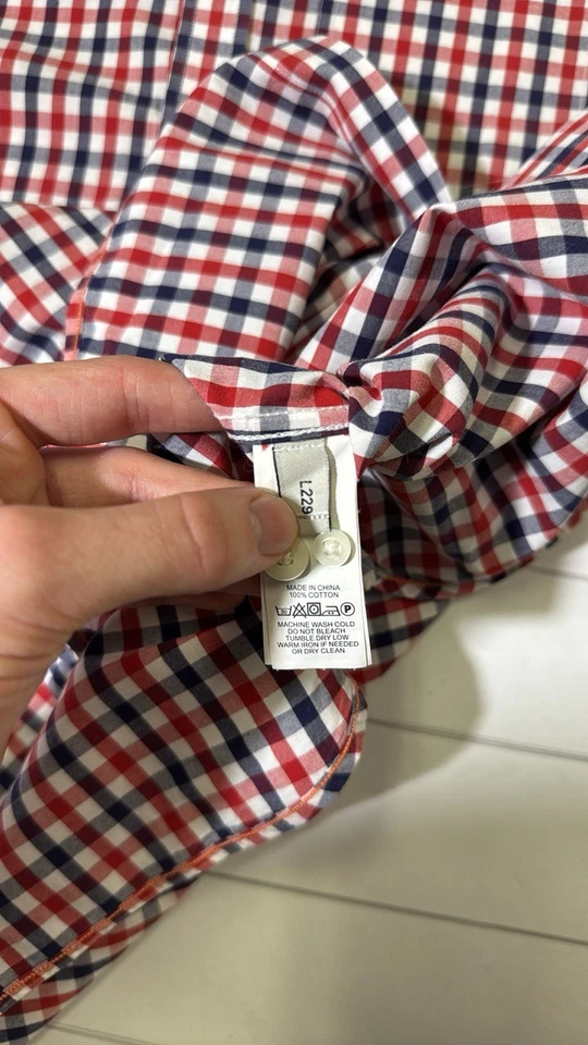 Jack Spade mens M Medium red check plaid button up oxford shirt EUC - Image 4 of 4