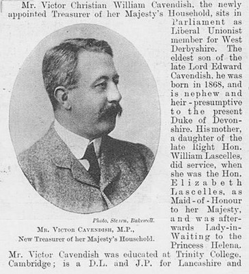 Victor Cavendish MP für West Derbyshire antiker Druck 1900