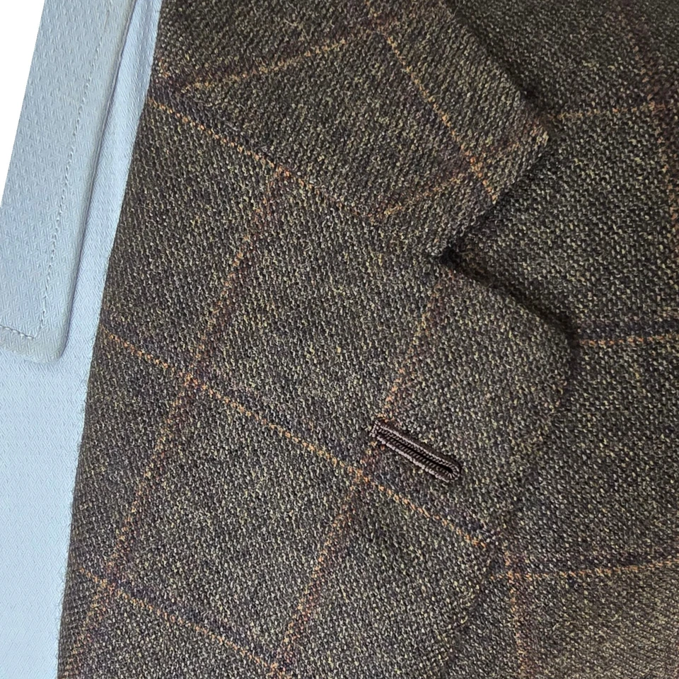 Kiton Cashmere Blazer 44r 54it Working Cuff  Three Roll Two Green Overcheck 3/2 - Image 3 of 4