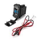 12v USB Rocker Switch Dual Charger Outlet with LED Voltmeter for UTV ATV Boat