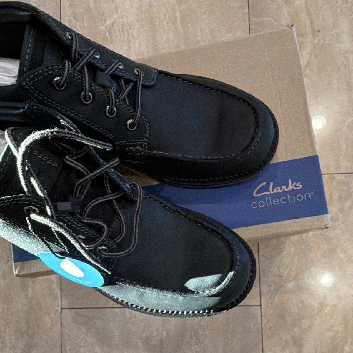 Clarks Collection Men\'s Black Leather Cushioned Chukka Lace-Up Boots US 9.5 Clarks Steadwall Mid Chukka Boot - Free Shipping | DSW main image 3
