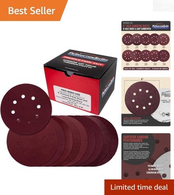 Ultimate 50-Pack 5'' Red 8-Hole Sanding Discs - Multiple Grit Options Available