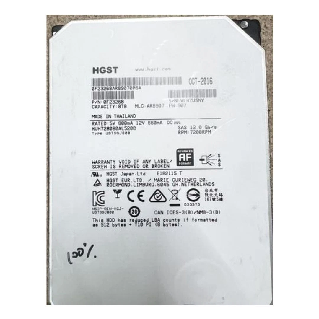 HGST Internal SAS 7200 RPM Rotation Speed 8 TB Storage Capacity