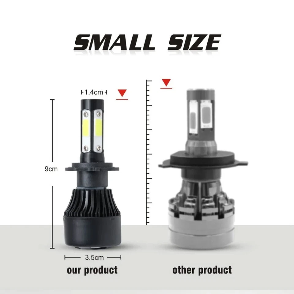 Round Conversion Headlights Kit Clear Lens H6024 +LED Bulb H4 For VW Beetle 300W - Image 4 of 4