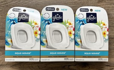 Glade Small Room Freshener Starter Kit Aqua Waves 1 Device + Refill Lot of 3
