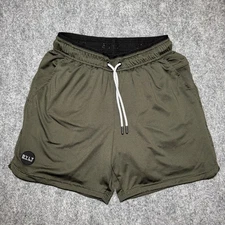 BYLT Size Medium 32-34 Men’s Active Training Green Black Stretch Lined Shorts