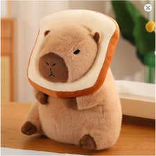 Capybara Plush Toy Cute Soft Stuffed Animal with Bread 23CM/9IN