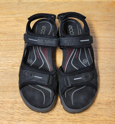Ecco Yucatan Women s Black Leather Hiking Trail Comfort Sport Sandals Size 40