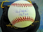 STAN MUSIAL AUTOGRAPHED MAJOR LEAGUE BASEBALL "HOF 69" REGGIE JACKSON AUTHENTIC