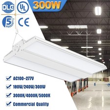 300W LED Linear High Bay Shop Light Warehouse Ceiling Hanging Fixture 3000-5000K