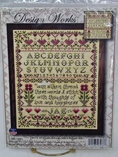 Design Works Stitcher's Sampler Cross Stitch Kit Flowers Hearts Beaded 3233