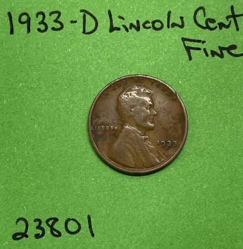 1933 D Lincoln Wheat Cent / Penny 1c Fine
