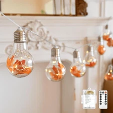 YOLIGHT Fall Decoration Fairy Bulb Lights Maple Leaf Lights Battery Operated wit