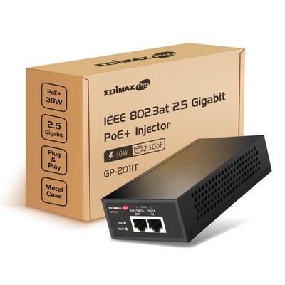 Gigabit PoE+ 30W Injector Adapter, 2.5 Gbps, Adds Power to PoE Powered Device...