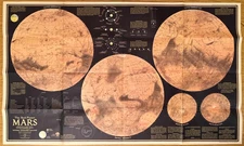 1973-2 February MARS The Red Planet – RARE Vintage Geographic Map Poster ! 38"