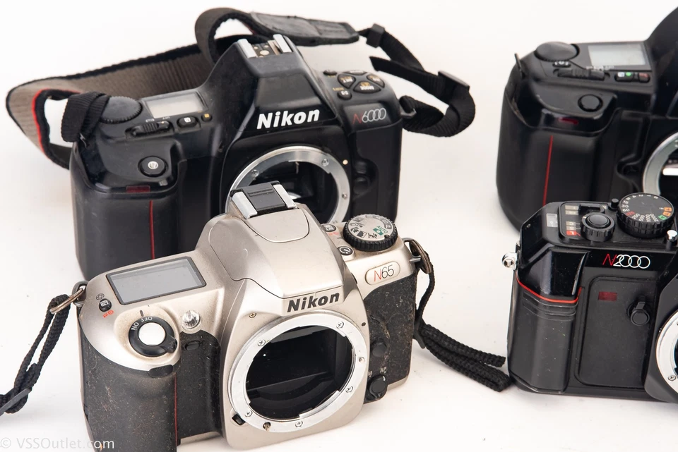 Lot of 6 Nikon 35mm Film Cameras N2000 EL N90 N65 N75 AS-IS Parts Repair V20 - Image 2 of 4