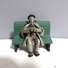 Hudon Pewter Villagers Figurine Prk Bench With 5928 Coach Driver
