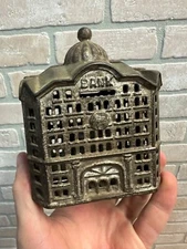 ANTIQUE A.C. WILLIAMS CAST IRON BANK BUILDING STILL BANK