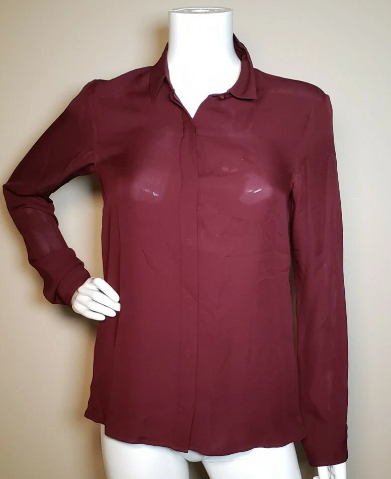 Burgundy sheer blouse 2025